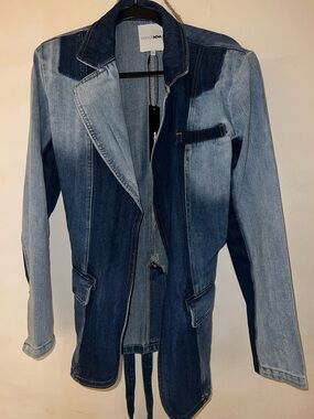 Fashion Nova Two-Tone Blue Denim Blazer Jacket